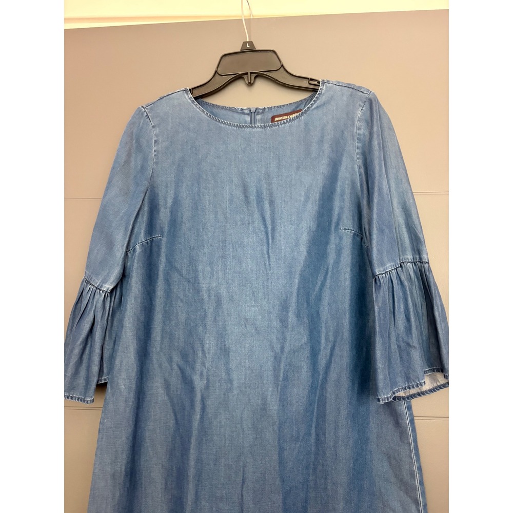 Johnston & Murphy Womens Blue Tencel Denim Bell Sleeve Dress 45-1520 Size S - Picture 3 of 7